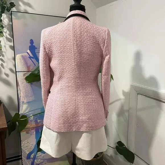 zara Pink and black tweed blazer size small - Picture 4 of 10